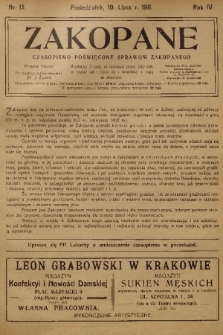 Zakopane : czasopismo poświęcone sprawom Zakopanego. R. 4, 1911, nr 13
