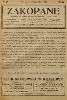 Zakopane : czasopismo poświęcone sprawom Zakopanego. R. 4, 1911, nr 24