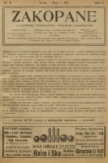 Zakopane : czasopismo poświęcone sprawom Zakopanego. R. 5, 1912, nr 8