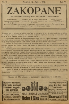 Zakopane : czasopismo poświęcone sprawom Zakopanego. R. 5, 1912, nr 9