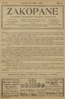 Zakopane : czasopismo poświęcone sprawom Zakopanego. R. 5, 1912, nr 10