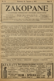 Zakopane : czasopismo poświęcone sprawom Zakopanego. R. 5, 1912, nr 11