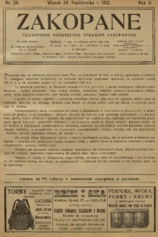 Zakopane : czasopismo poświęcone sprawom Zakopanego. R. 5, 1912, nr 24