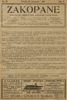 Zakopane : czasopismo poświęcone sprawom Zakopanego. R. 5, 1912, nr 25