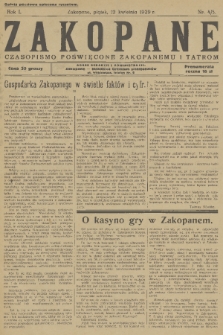 Zakopane : czasopismo poświęcone Zakopanemu i Tatrom. R. 1 [i.e. 8], 1929, nr 4/5