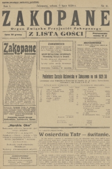 Zakopane : organ Związku Przyjaciół Zakopanego z listą gośc. R. 1 [i.e. 8], 1929, nr 11