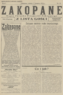 Zakopane : organ Związku Przyjaciół Zakopanego z listą gośc. R. 1 [i.e. 8], 1929, nr 17