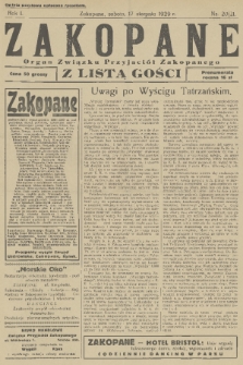 Zakopane : organ Związku Przyjaciół Zakopanego z listą gośc. R. 1 [i.e. 8], 1929, nr 20/21