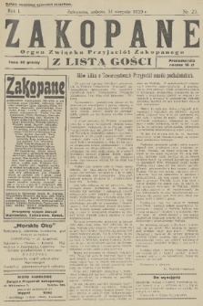 Zakopane : organ Związku Przyjaciół Zakopanego z listą gośc. R. 1 [i.e. 8], 1929, nr 23