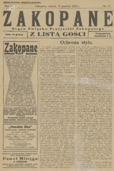 Zakopane : organ Związku Przyjaciół Zakopanego z listą gośc. R. 1 [i.e. 8], 1929, nr 37