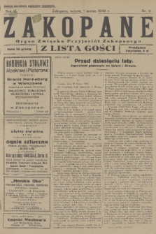 Zakopane : organ Związku Przyjaciół Zakopanego z listą gośc. R. 9, 1930, nr 9