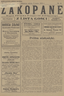 Zakopane : organ Związku Przyjaciół Zakopanego z listą gośc. R. 9, 1930, nr 10