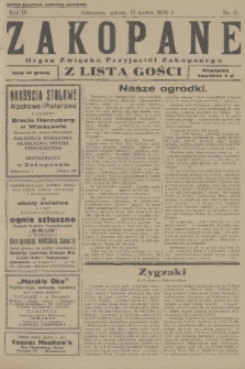 Zakopane : organ Związku Przyjaciół Zakopanego z listą gośc. R. 9, 1930, nr 11
