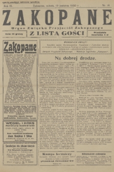 Zakopane : organ Związku Przyjaciół Zakopanego z listą gośc. R. 9, 1930, nr 16