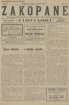 Zakopane : organ Związku Przyjaciół Zakopanego z listą gośc. R. 9, 1930, nr 18