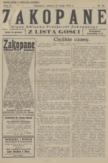 Zakopane : organ Związku Przyjaciół Zakopanego z listą gośc. R. 9, 1930, nr 19