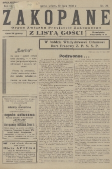 Zakopane : organ Związku Przyjaciół Zakopanego z listą gośc. R. 9, 1930, nr 29