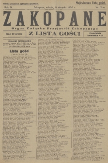 Zakopane : organ Związku Przyjaciół Zakopanego z listą gośc. R. 9, 1930, nr 31-a