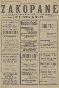 Zakopane : organ Związku Przyjaciół Zakopanego z listą gośc. R. 9, 1930, nr 33