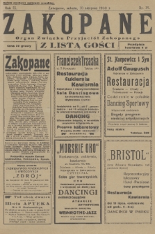 Zakopane : organ Związku Przyjaciół Zakopanego z listą gośc. R. 9, 1930, nr 35