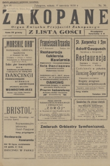 Zakopane : organ Związku Przyjaciół Zakopanego z listą gośc. R. 9, 1930, nr 36