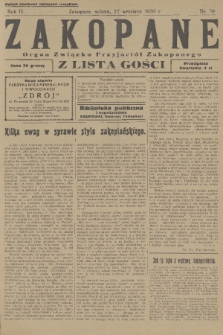 Zakopane : organ Związku Przyjaciół Zakopanego z listą gośc. R. 9, 1930, nr 39