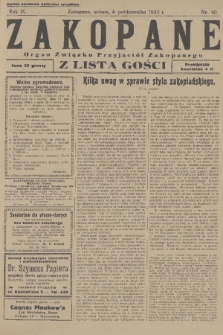 Zakopane : organ Związku Przyjaciół Zakopanego z listą gośc. R. 9, 1930, nr 40