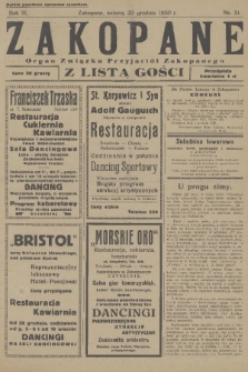 Zakopane : organ Związku Przyjaciół Zakopanego z listą gośc. R. 9, 1930, nr 51