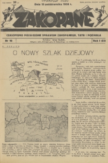 Zakopane : czasopismo poświęcone sprawom Zakopanego, Tatr i Podhala. R. 1=11, 1939, nr 10