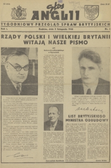 Głos Anglii : tygodniowy przegląd spraw brytyjskich. R. 1, 1946, nr 1