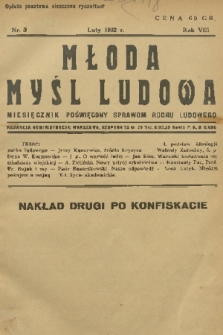 Młoda Myśl Ludowa : miesięcznik poświęcony sprawom ruchu ludowego. R. 8, 1932, nr 3