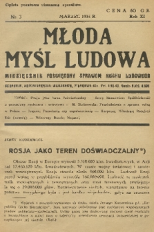 Młoda Myśl Ludowa : miesięcznik poświęcony sprawom ruchu ludowego. R. 11, 1935, nr 3