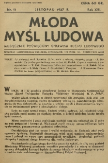 Młoda Myśl Ludowa : miesięcznik poświęcony sprawom ruchu ludowego. R. 13, 1937, nr 11