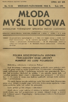 Młoda Myśl Ludowa : miesięcznik poświęcony sprawom ruchu ludowego. R. 14, 1938, nr 9-10