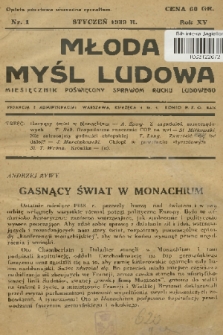 Młoda Myśl Ludowa : miesięcznik poświęcony sprawom ruchu ludowego. R. 15, 1939, nr 1
