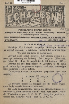 Echa Leśne : popularne pismo leśne : miesięcznik, wydawany przez Związek Zawodowy Leśników w Rzeczypospolitej Polskiej. 1925, nr 1