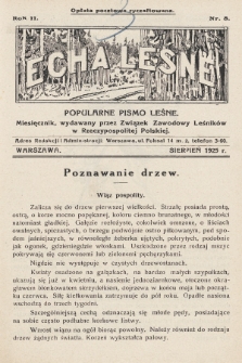 Echa Leśne : popularne pismo leśne : miesięcznik, wydawany przez Związek Zawodowy Leśników w Rzeczypospolitej Polskiej. 1925, nr 8