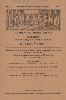 Echa Leśne : popularne pismo leśne. 1926, No. 1