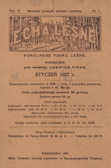 Echa Leśne : popularne pismo leśne. 1927, No. 1