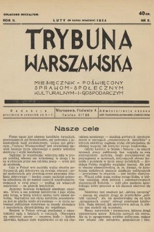 Trybuna Warszawska : miesięcznik poświęcony sprawom społecznym, kulturalnym i gospodarczym. R. 2, 1934, nr 2