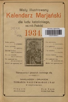 Mały Illustrowany Kalendarz Marjański dla Ludu Katolickiego : na rok pański 1934