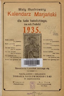 Mały Illustrowany Kalendarz Marjański dla Ludu Katolickiego : na rok pański 1935