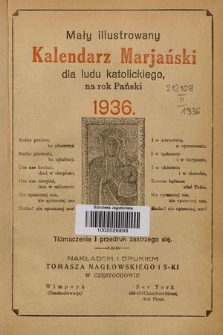 Mały Illustrowany Kalendarz Marjański dla Ludu Katolickiego : na rok pański 1936