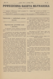 Powszechna Gazeta Młynarska : organ „Koła Młynarzy”. R.15, 1928, nr 22