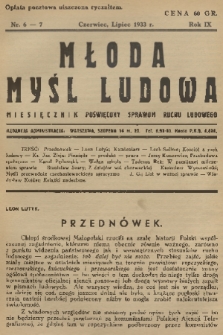 Młoda Myśl Ludowa : miesięcznik poświęcony sprawom ruchu ludowego. R. 9, 1933, nr 6-7