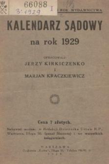 Kalendarz Sądowy na Rok 1929