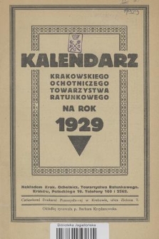 Kalendarz Krakowskiego Ochotniczego Towarzystwa Ratunkowego na Rok 1929