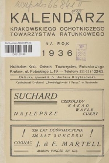 Kalendarz Krakowskiego Ochotniczego Towarzystwa Ratunkowego na Rok 1936