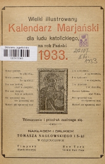 Wielki Illustrowany Kalendarz Marjański dla Ludu Katolickiego na Rok Pański 1933