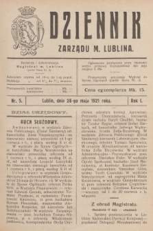 Dziennik Zarządu m. Lublina. R.1, 1921, nr 5